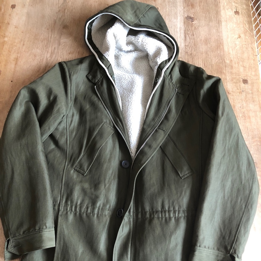 APC sherpa lined(button out) wool blend 3/4 parka